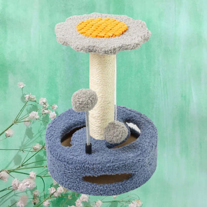 KittyBlossom Compact Cat Scratcher - 35cm with Play Balls Farm City Pets