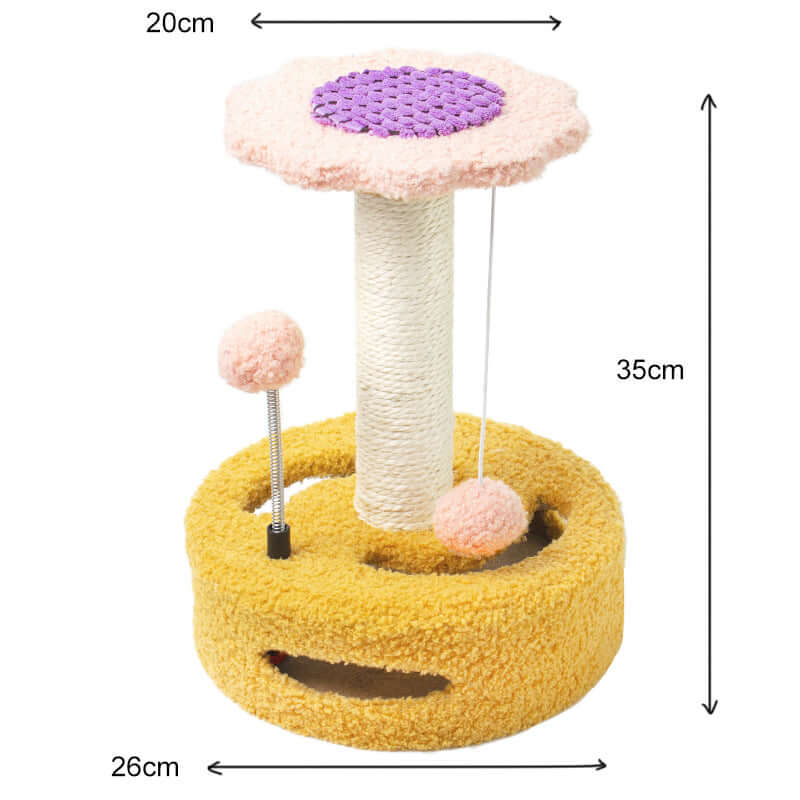 KittyBlossom Compact Cat Scratcher - 35cm with Play Balls Farm City Pets