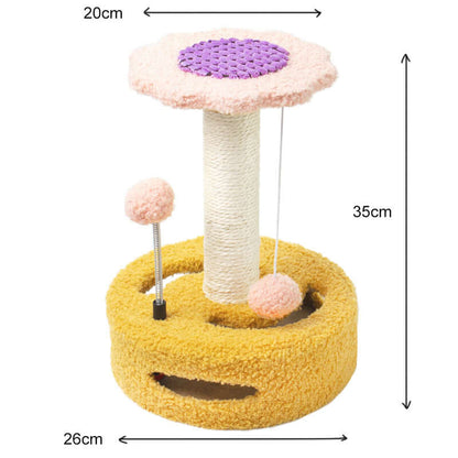 KittyBlossom Compact Cat Scratcher - 35cm with Play Balls Farm City Pets