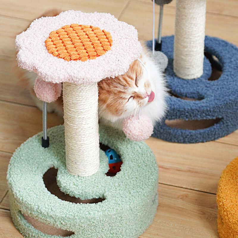 KittyBlossom Compact Cat Scratcher - 35cm with Play Balls Farm City Pets