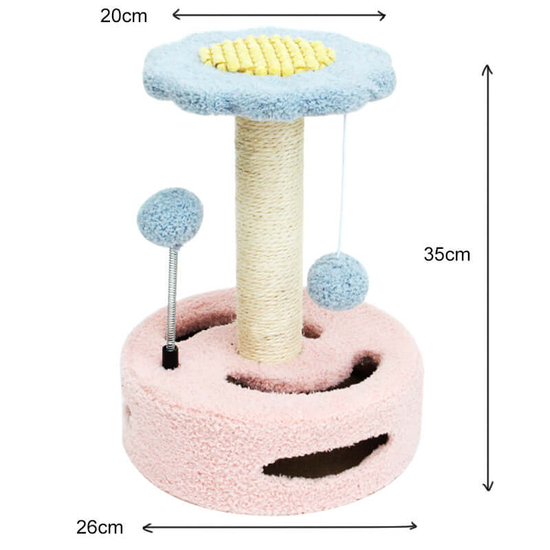 KittyBlossom Compact Cat Scratcher - 35cm with Play Balls Farm City Pets