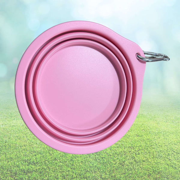 Farm City Pets Collapsible Silicone Travel Bowl - Pink