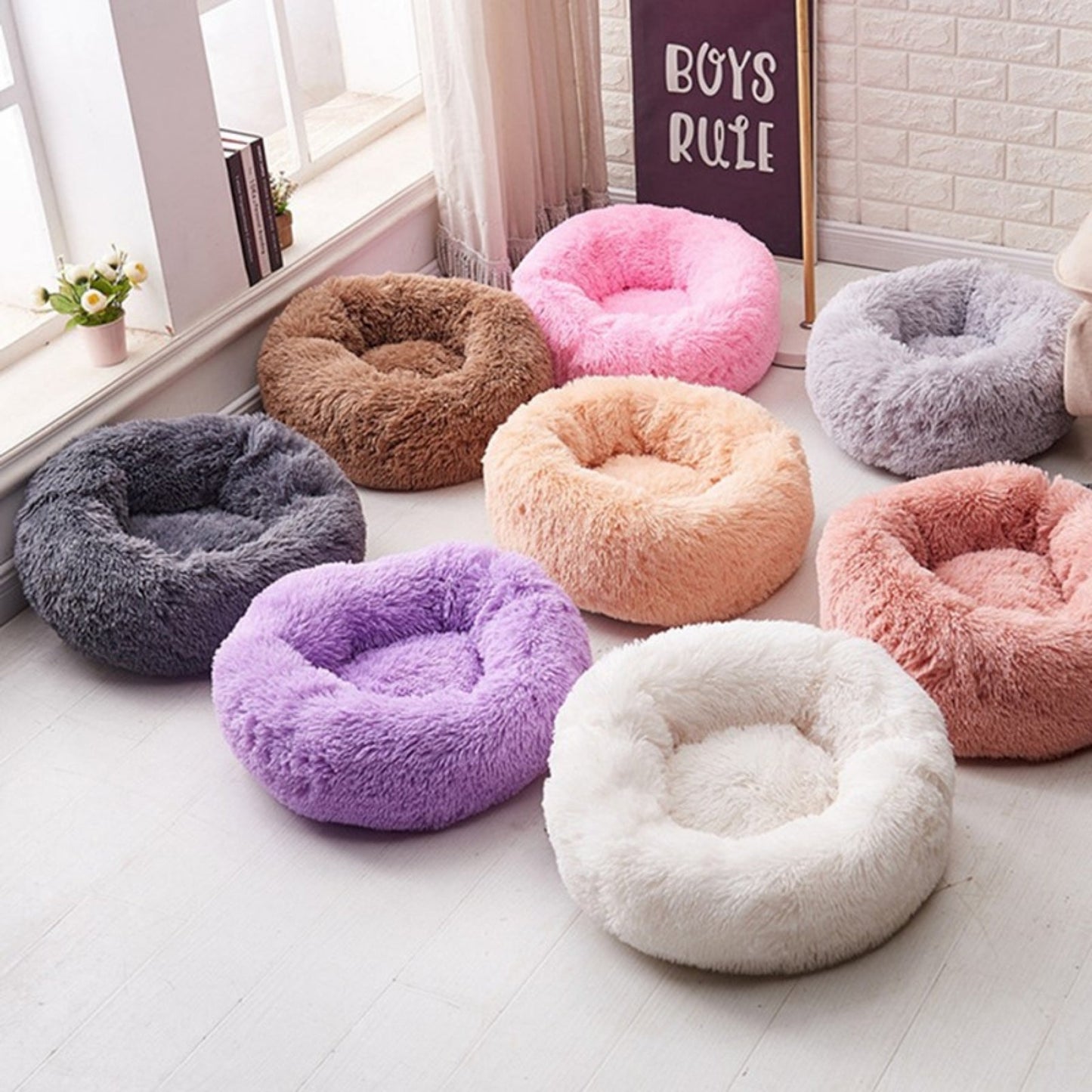 Soft Fluffy Round Pet Bed - Farm City Pets