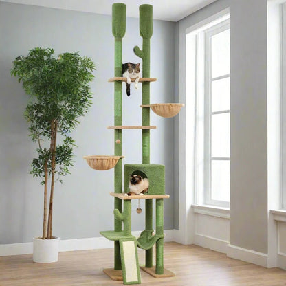 XL Cactus Cat Tree Floor to Ceiling - Adjustable 216 - 285CM - Farm City Pets