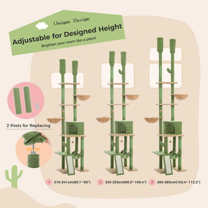 XL Cactus Cat Tree Floor to Ceiling - Adjustable 216 - 285CM - Farm City Pets